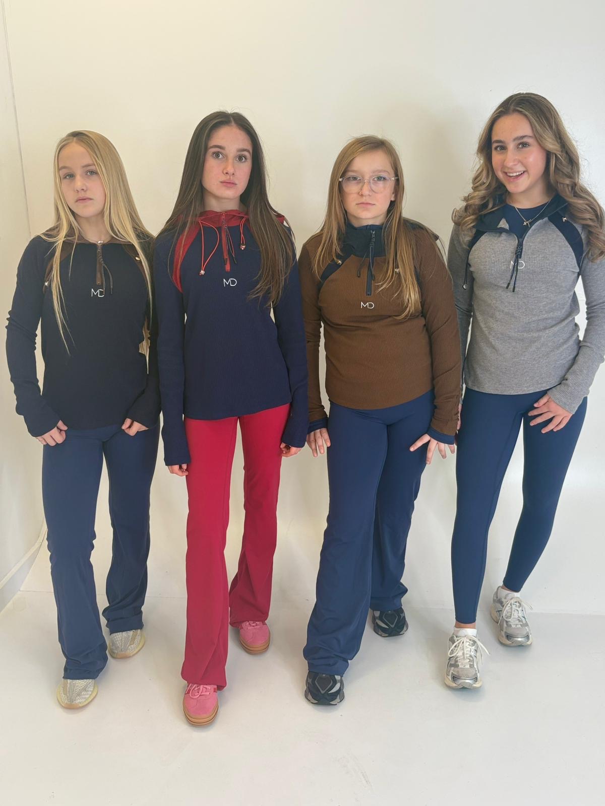 Ribbed windbreaker hoodie